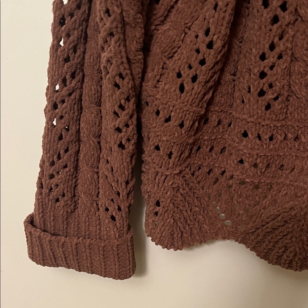 Jessica Simpson Chocolate Open-Knit Cardigan - Picture 4 of 5